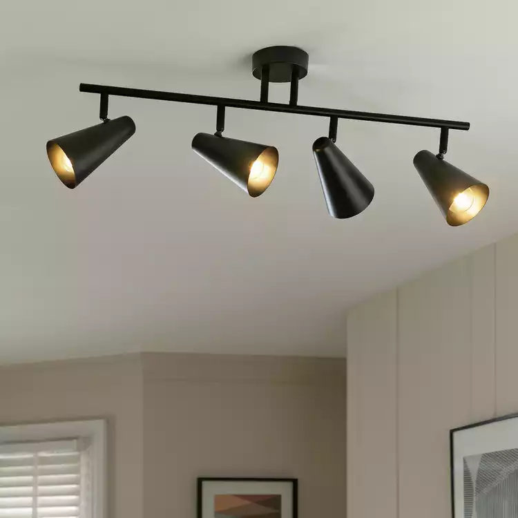 Habitat Steel 4 Lights Spotlight Bar - Black