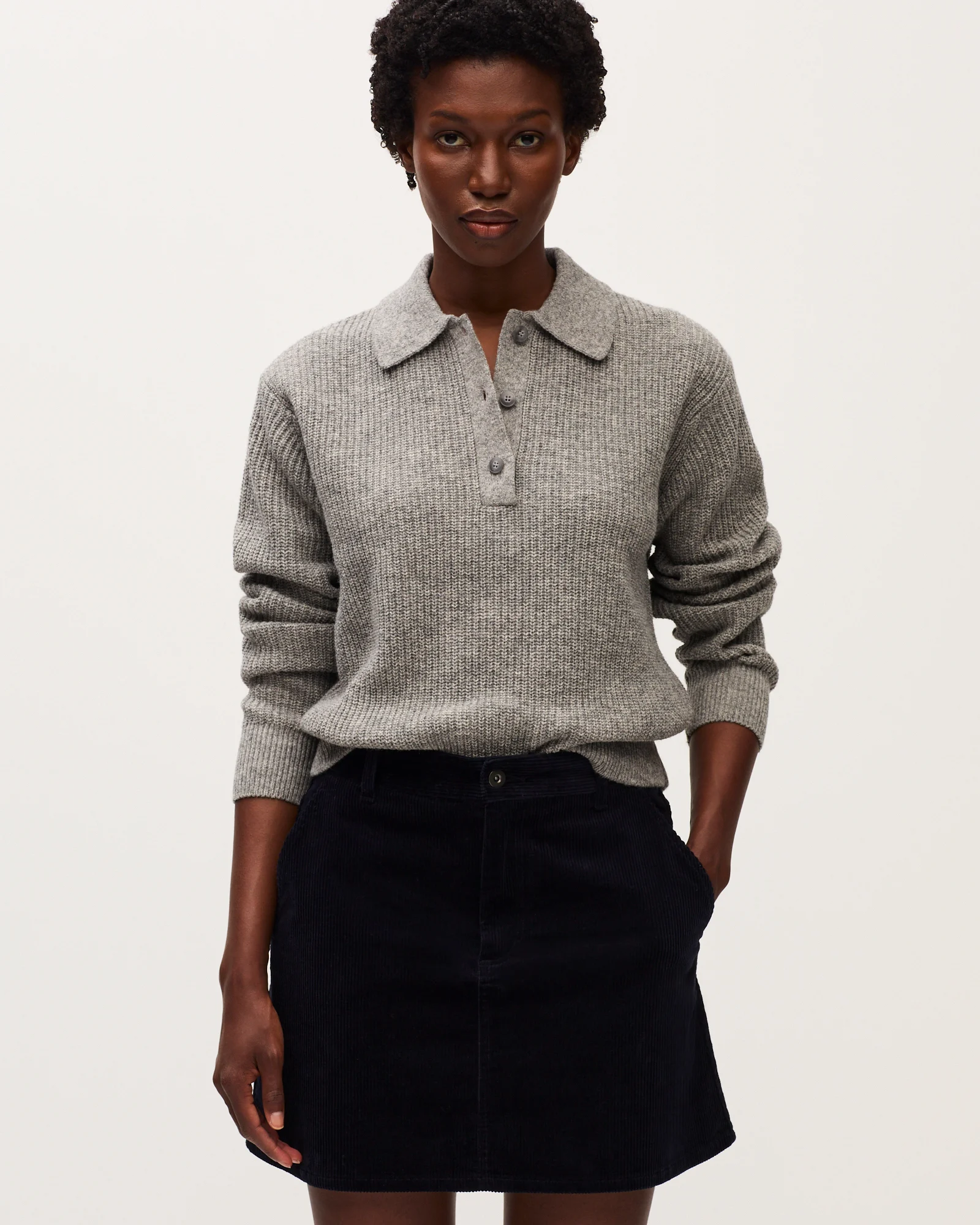 Jupe courte en velours côtelé