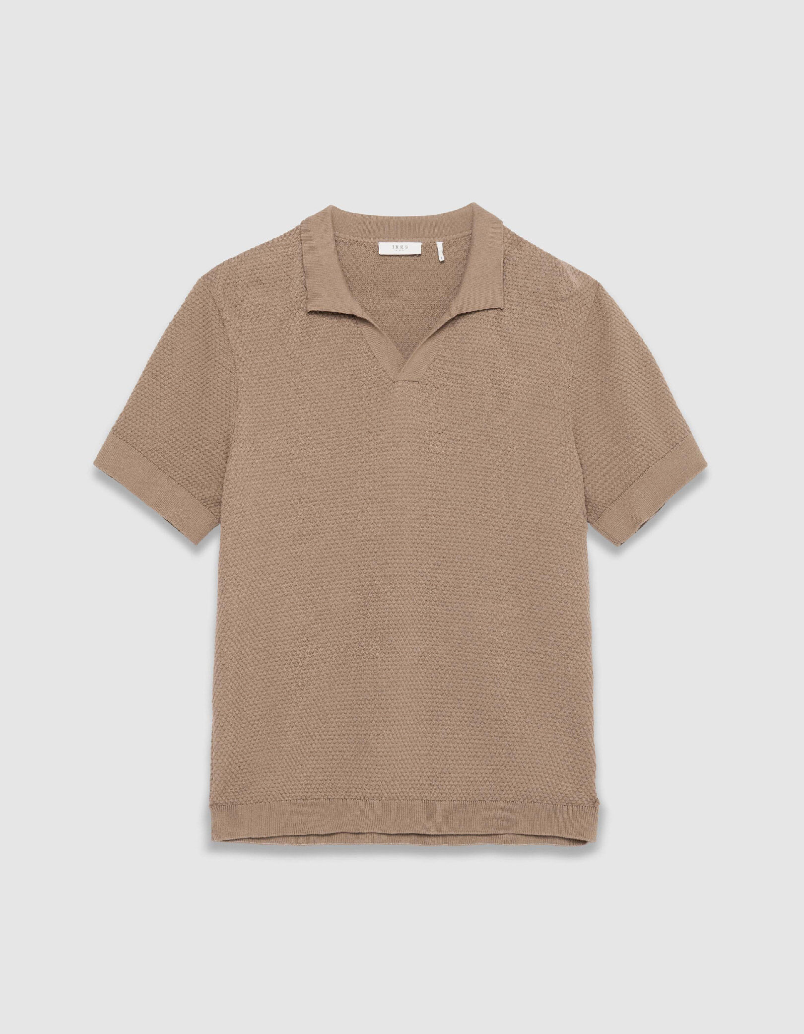 Polo beige tricot fin relief Homme
