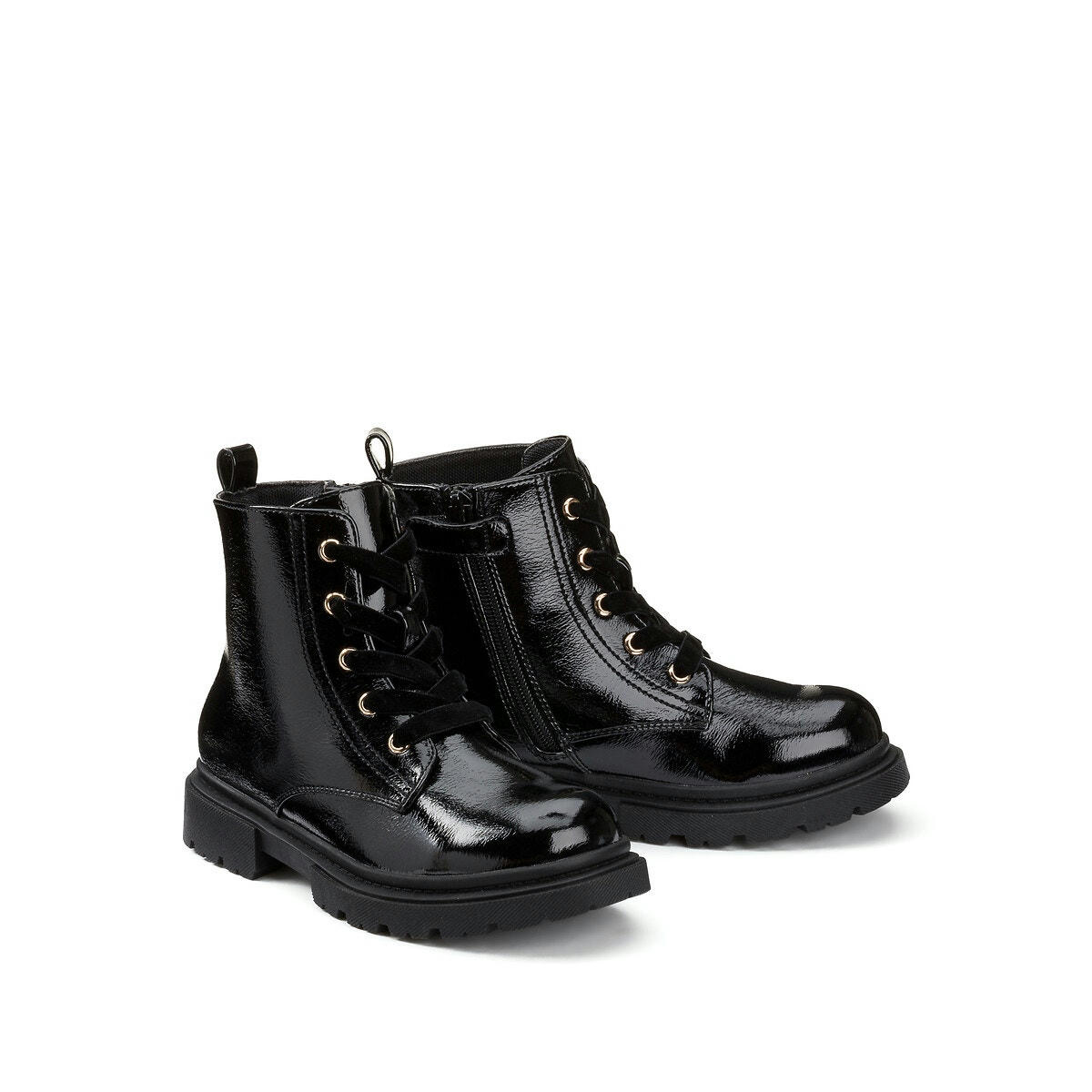 Bottines vernies zippées et à lacets