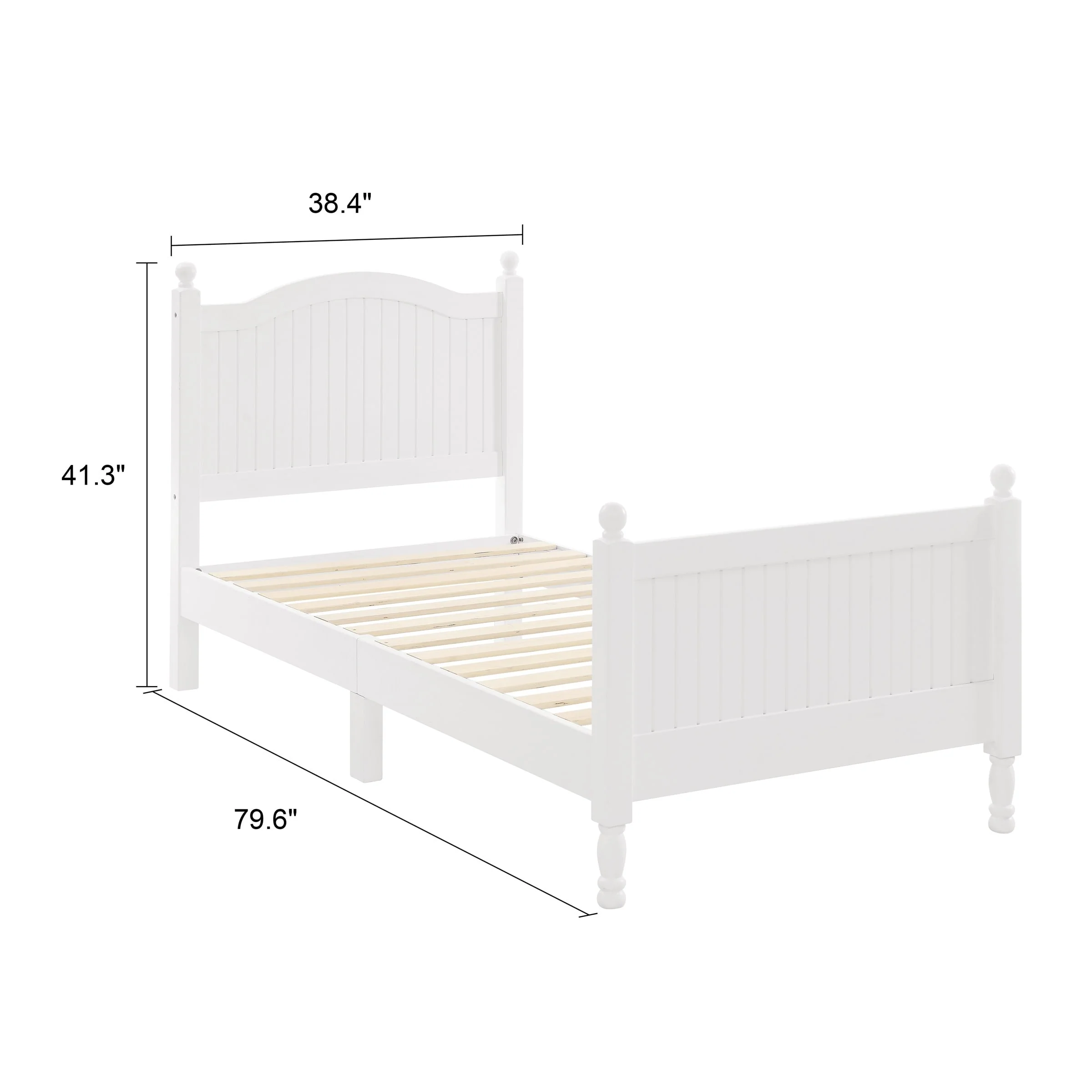 MUSEHOMEINC Wooden Twin Bed Frame with Headboard & Footboard Designed with Classic Ball finials