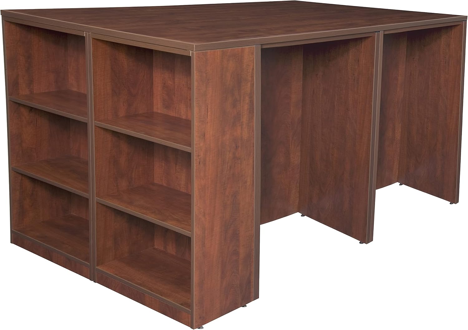 Regency Legacy Stand Up 2 Desk/Storage Cabinet/Lateral File Quad with Bookcase End- Cherry
