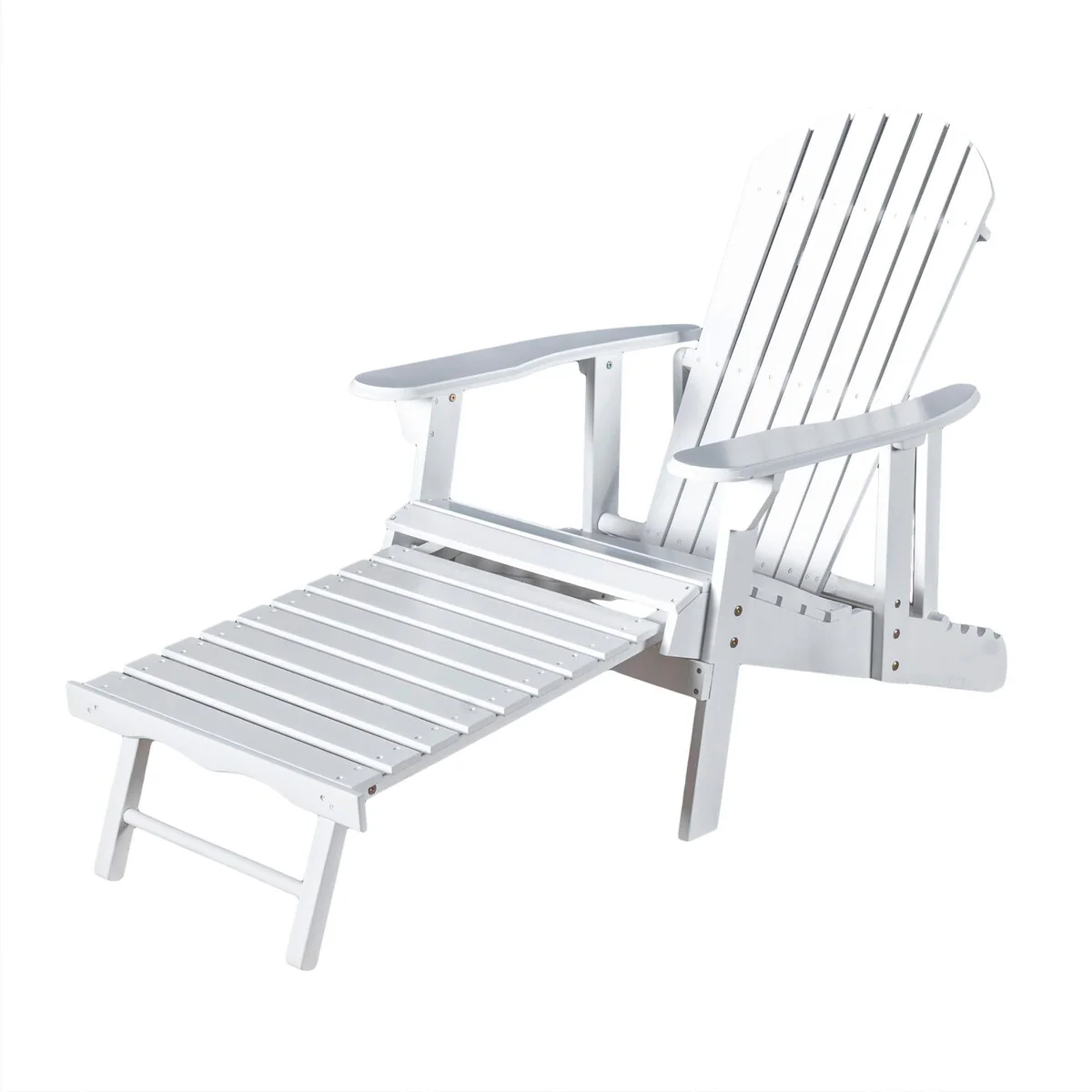 Acacia Wood Adirondack Chair with Pull Out Footrest