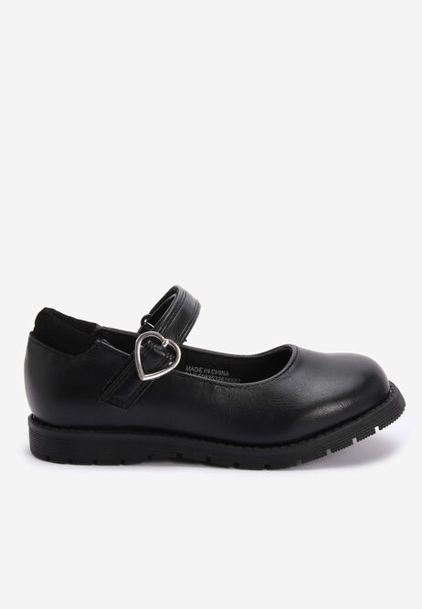 Girls Black Mary Jane Faux Leather Shoes