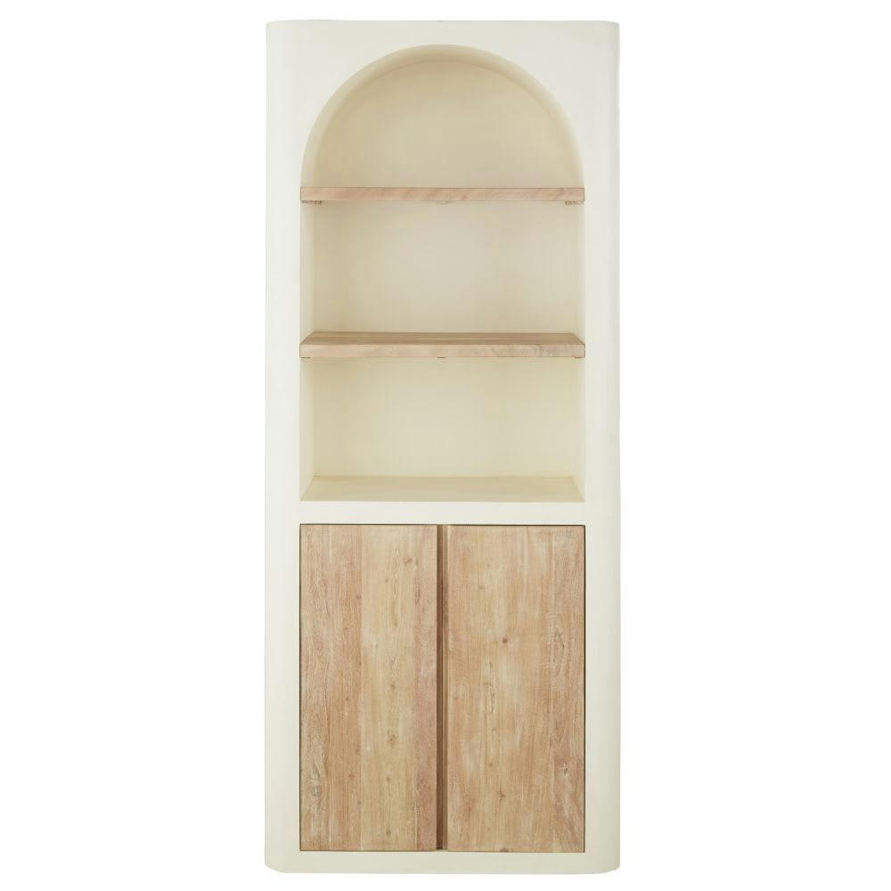 Sartene - Colonne 2 portes 2 étagères blanc crème