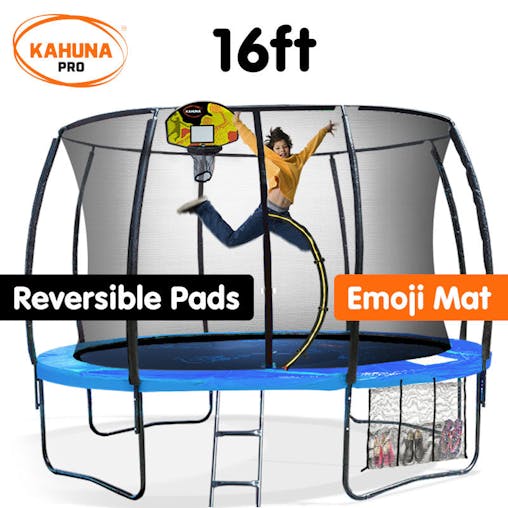 NNEDPE Kahuna Pro 16ft Trampoline with Mat, Reversible Pad, Basketball Set