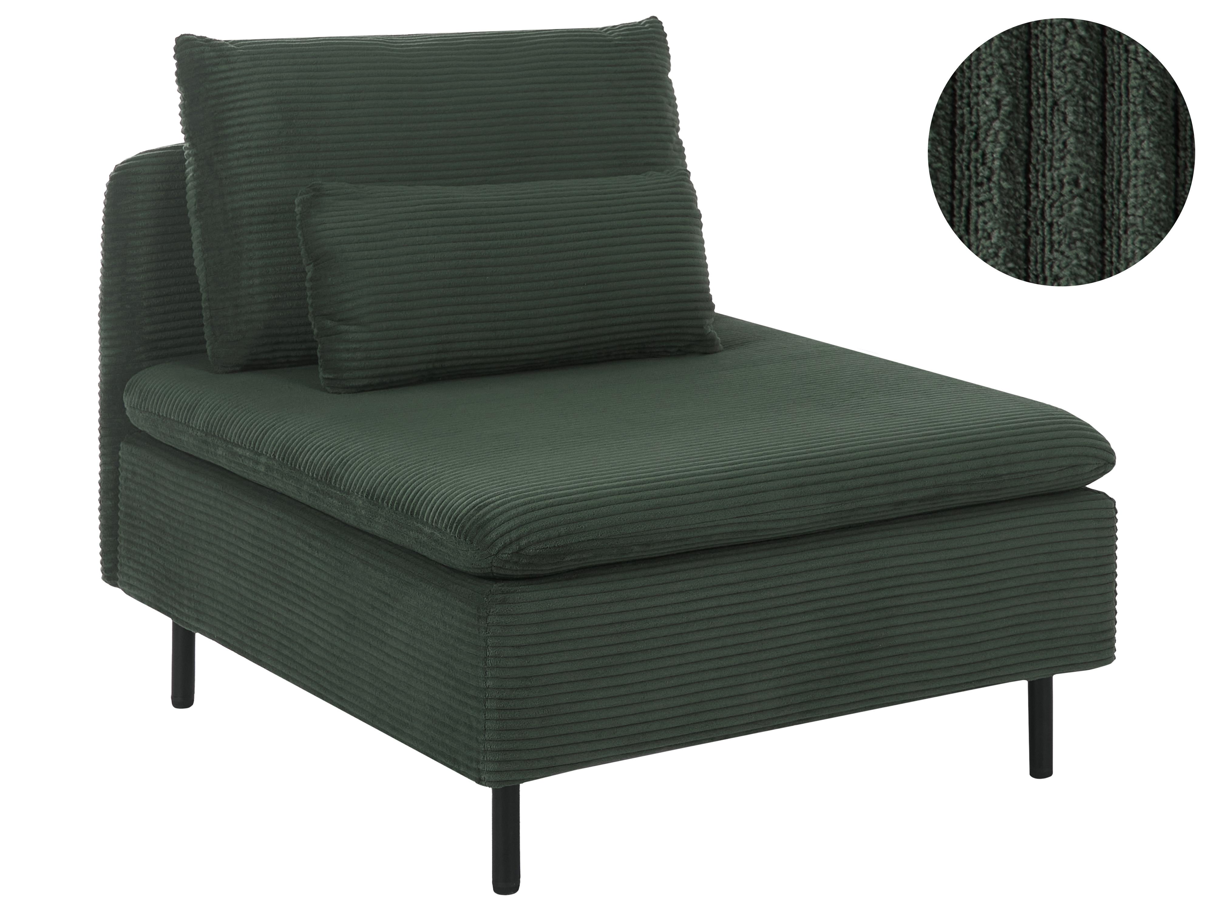 Modular Corner Sofa 3 Seater EGERIS Corduroy Dark Green Left Hand