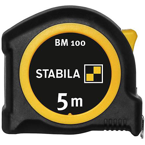 Mètre-ruban STABILA BM 100 5 m mm ABS - boîtier Softgrip, retour puissant, frein automatique