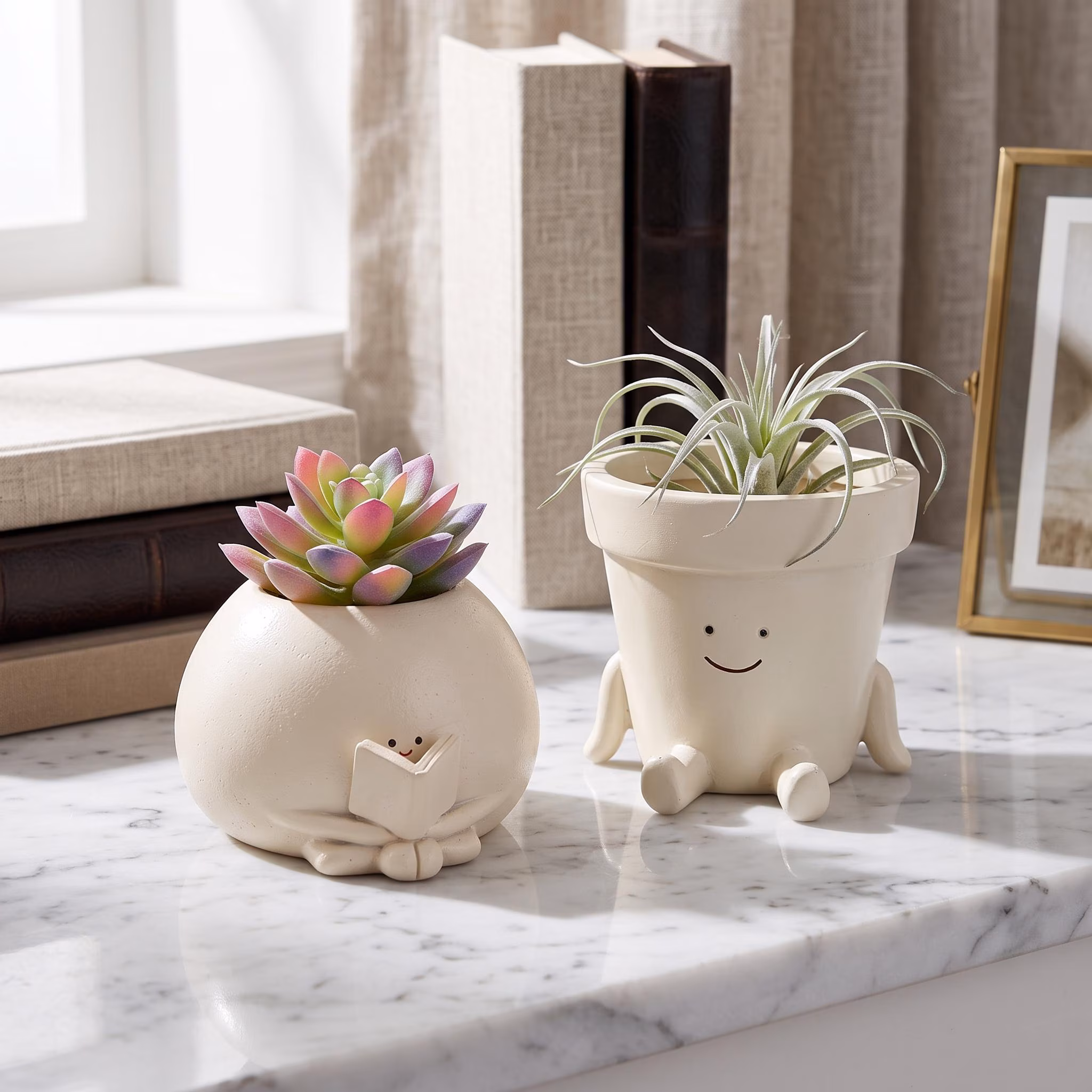 Cute Smiling Face Resin Planter, Creative Succulent Pot, Indoor Plant Decor, Gift For Plant Lovers, Funny Desk Decor, Cute Gift For Her