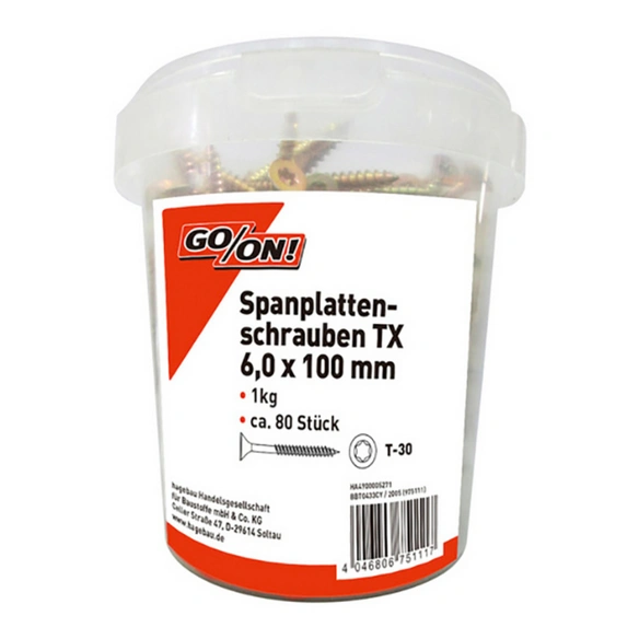 Torx-Spanplattenschraube, ØxL: 6 x 100 mm, Stahl