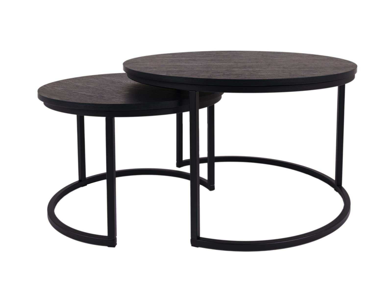 MaximaVida ronde salontafel set Chicago XL zwart 75 cm - pinewood fineer