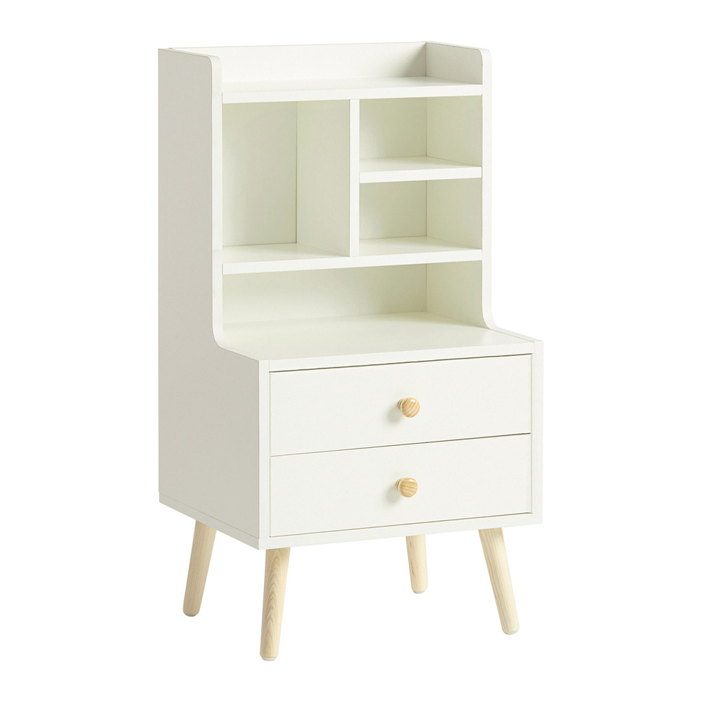 SoBuy Szafka nocna z 2 szufladami Biały 43x36x81cm Nowoczesny FBT100-W