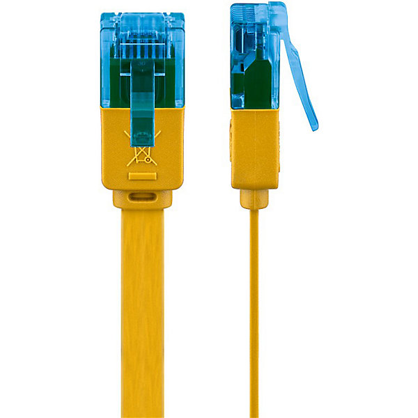 Câble RJ45 Cat6a plat jaune 3 mètres GOOBAY