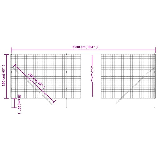 NNEVL Wire Mesh Fence Anthracite 1.6x25 m Galvanised Steel