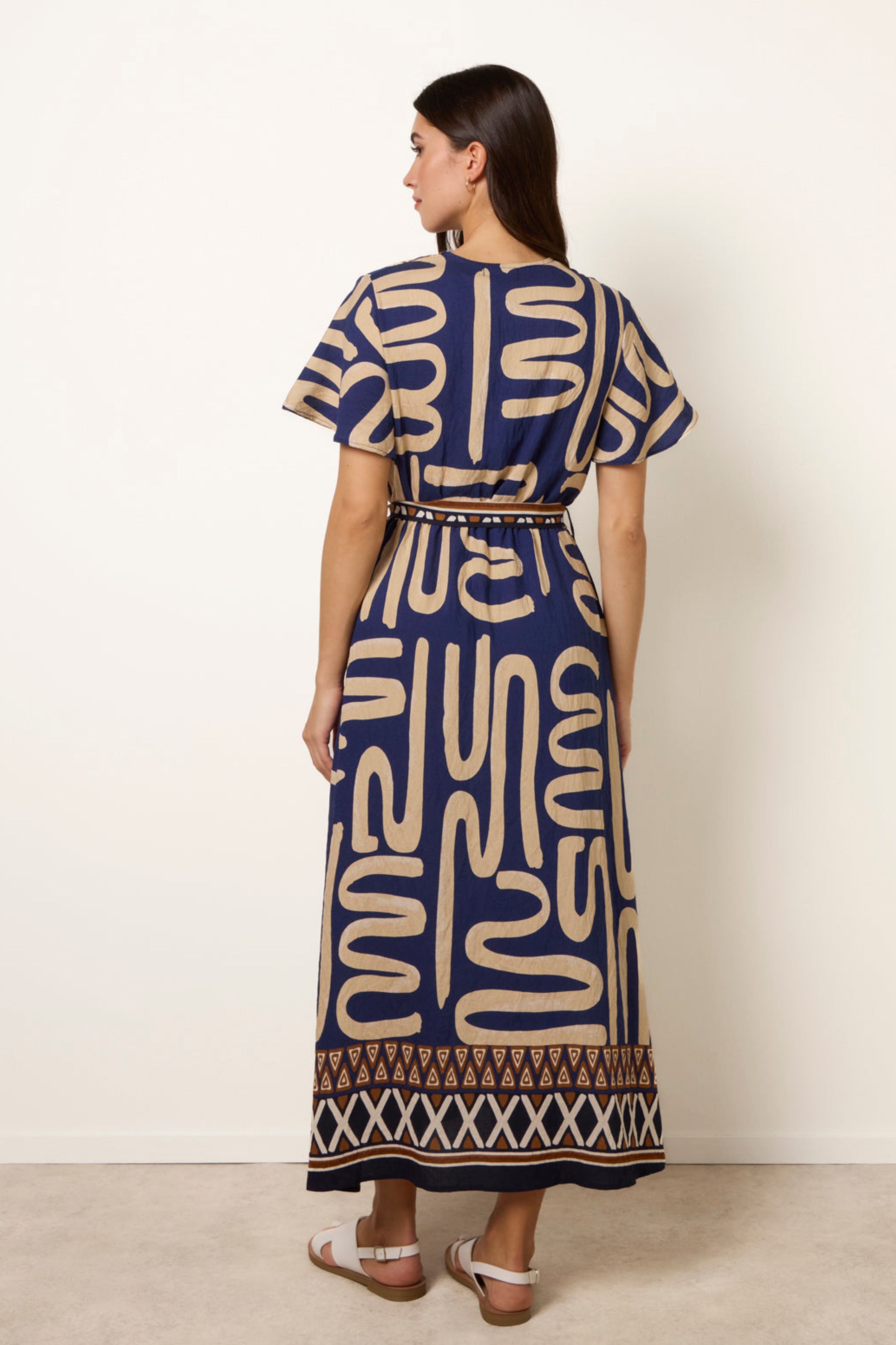 Blue Vanilla Navy Dress With Abstract Print