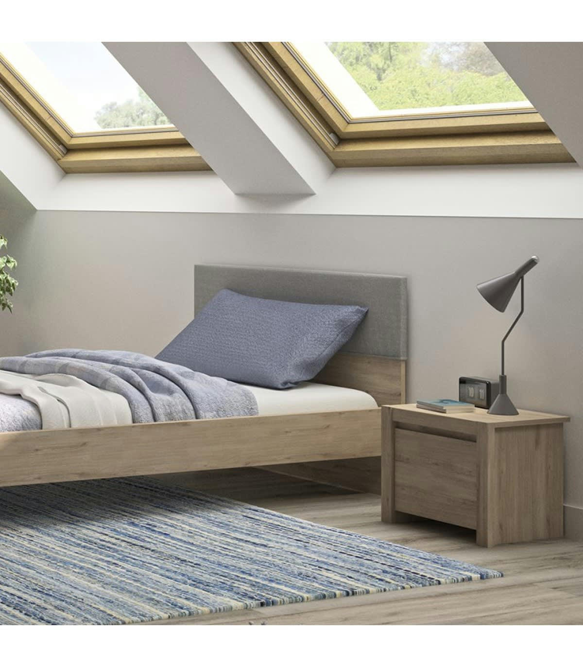 ETHAN - Chevet 1 porte effet chêne H40cm