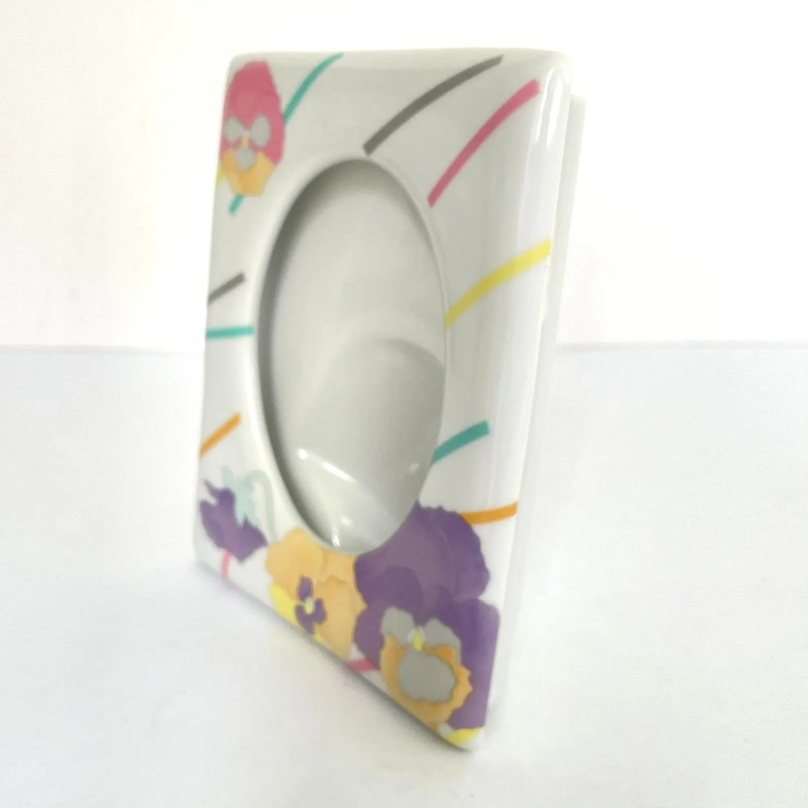 Vintage 80s Takahashi San Francisco Gala Porcelain Pansy Floral Photo Frame 4x6