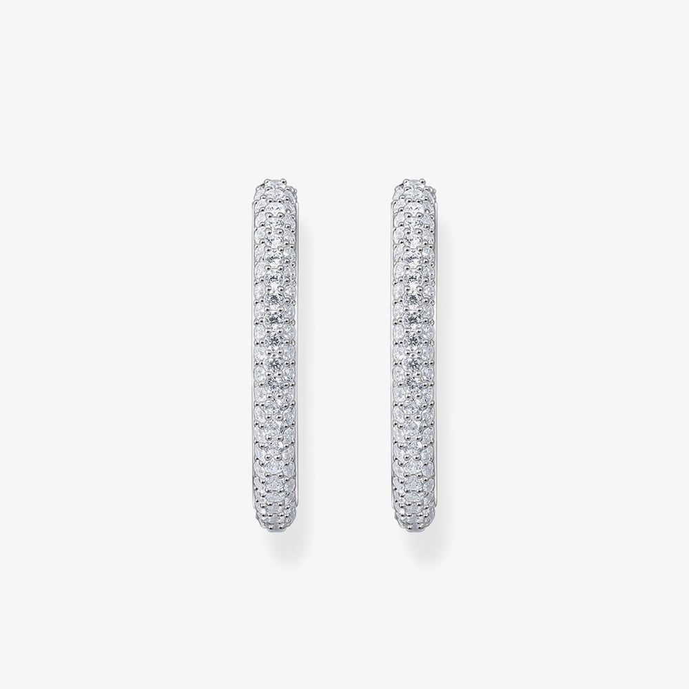THOMAS SABO Sterling Silver 24.5mm Zirconia Hoop Earrings CR732-051-14
