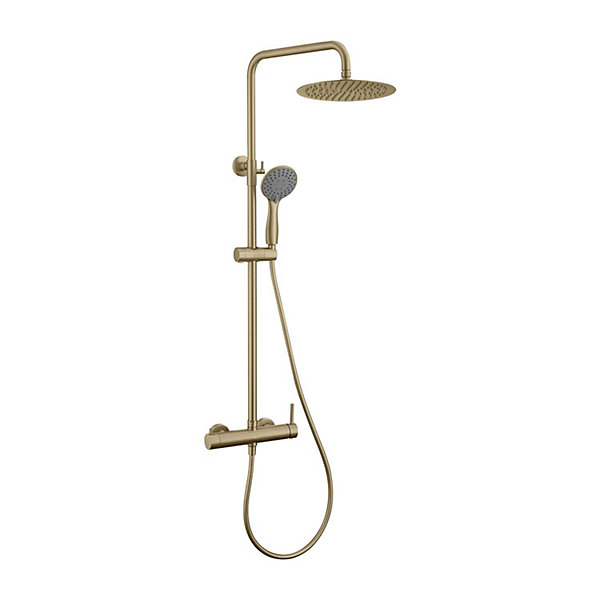 Colonne de douche mécanique avec barre extensible SKY BATH or brossé PVD Inox S304 série ROCK
