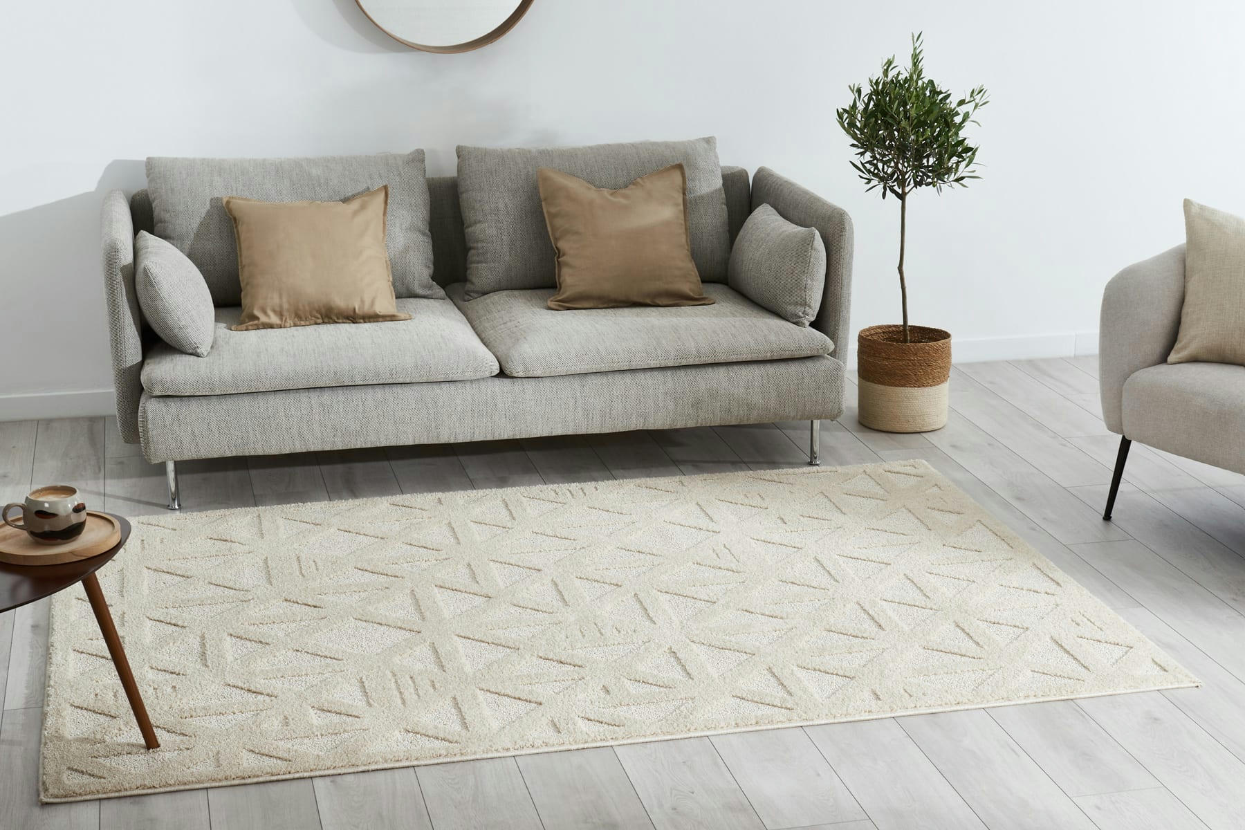 HARMONIE - Tapis salon motif en relief crème - 160x230 cm
