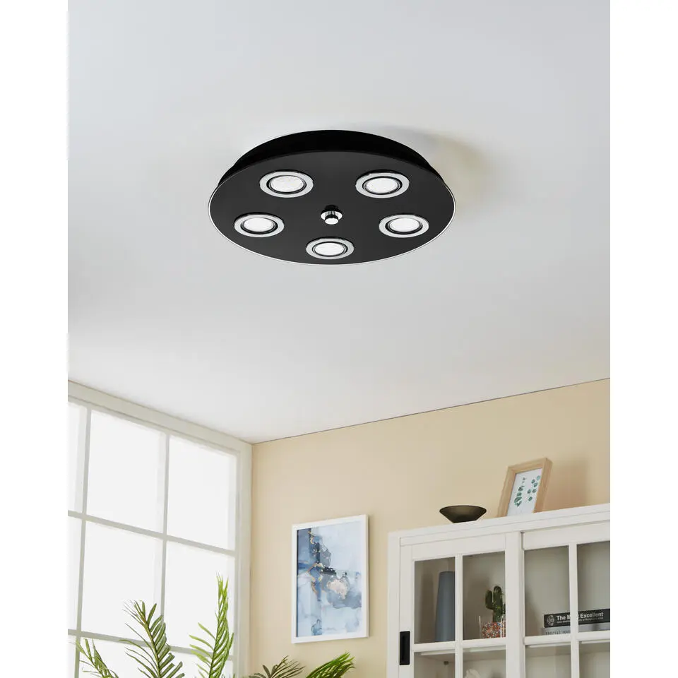 EGLO Grattino Plafonni&egrave;re - GU10 - Glas - Zwart