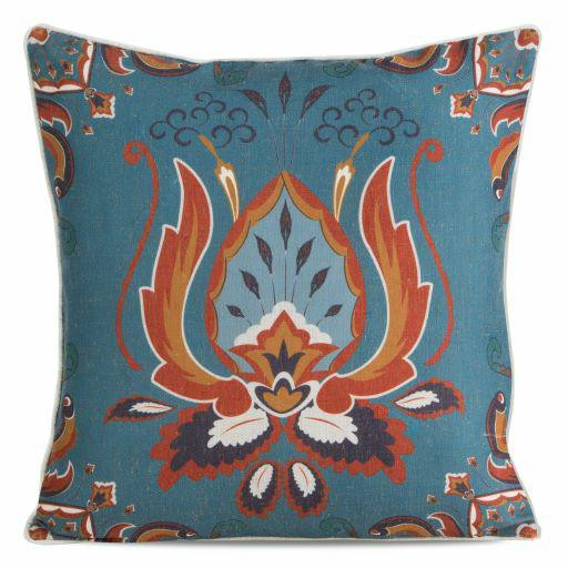 Poszewka na poduszę wzór BOHO LEN/11 45x45 cm turkusowa