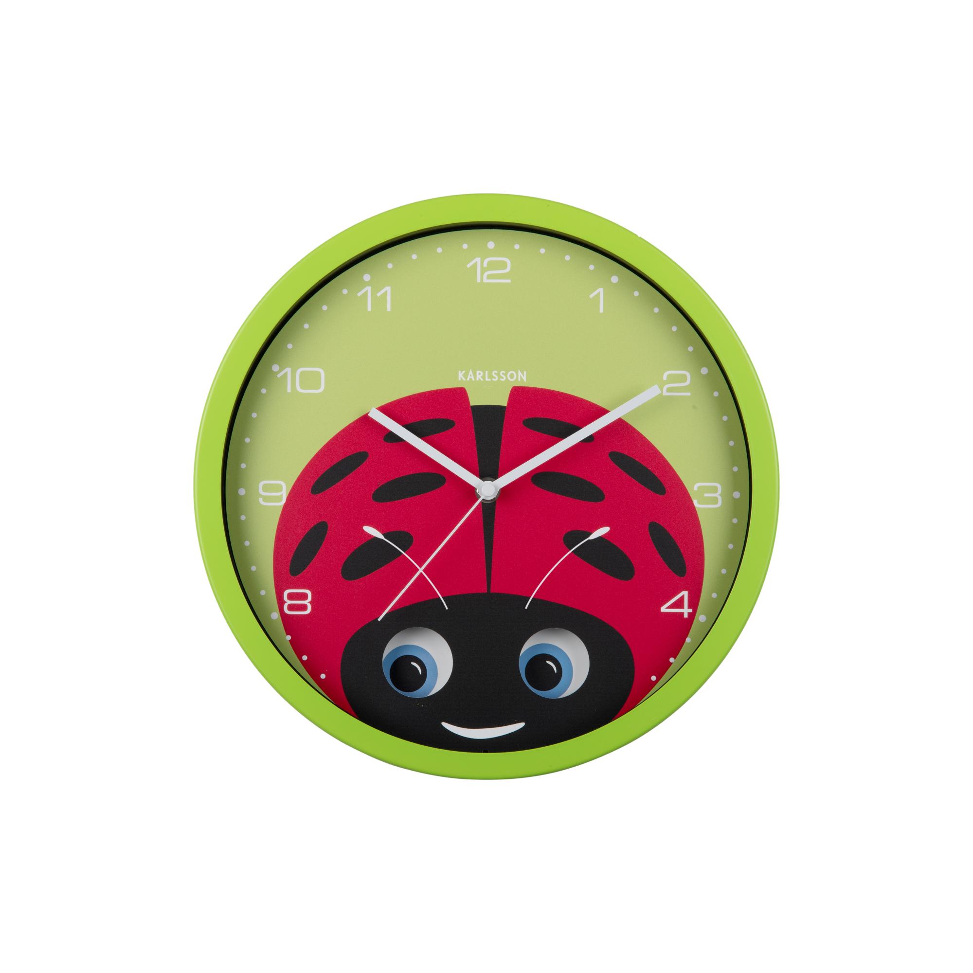 Karlsson wandklok Peekaboo Ladybug - groen - Ø30.8cm