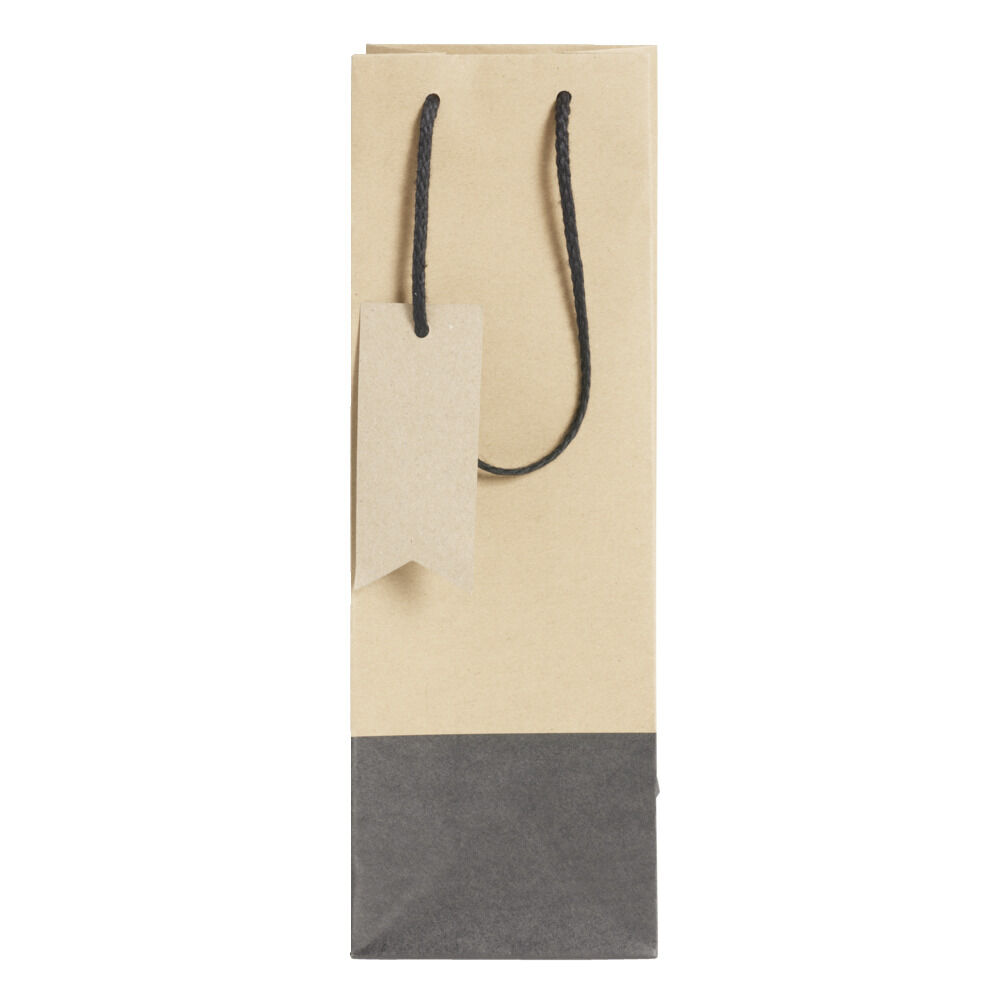 Sac bouteille kraft noir et marron H35cm