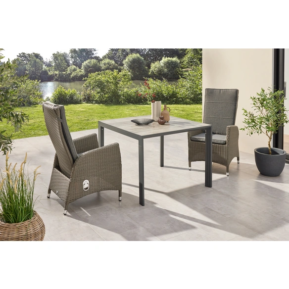 Gartenmöbelset »New Jardel«, 3-teilig, 2 Stühle, 1 Tisch, Aluminium/Kunststoffgeflecht, grau