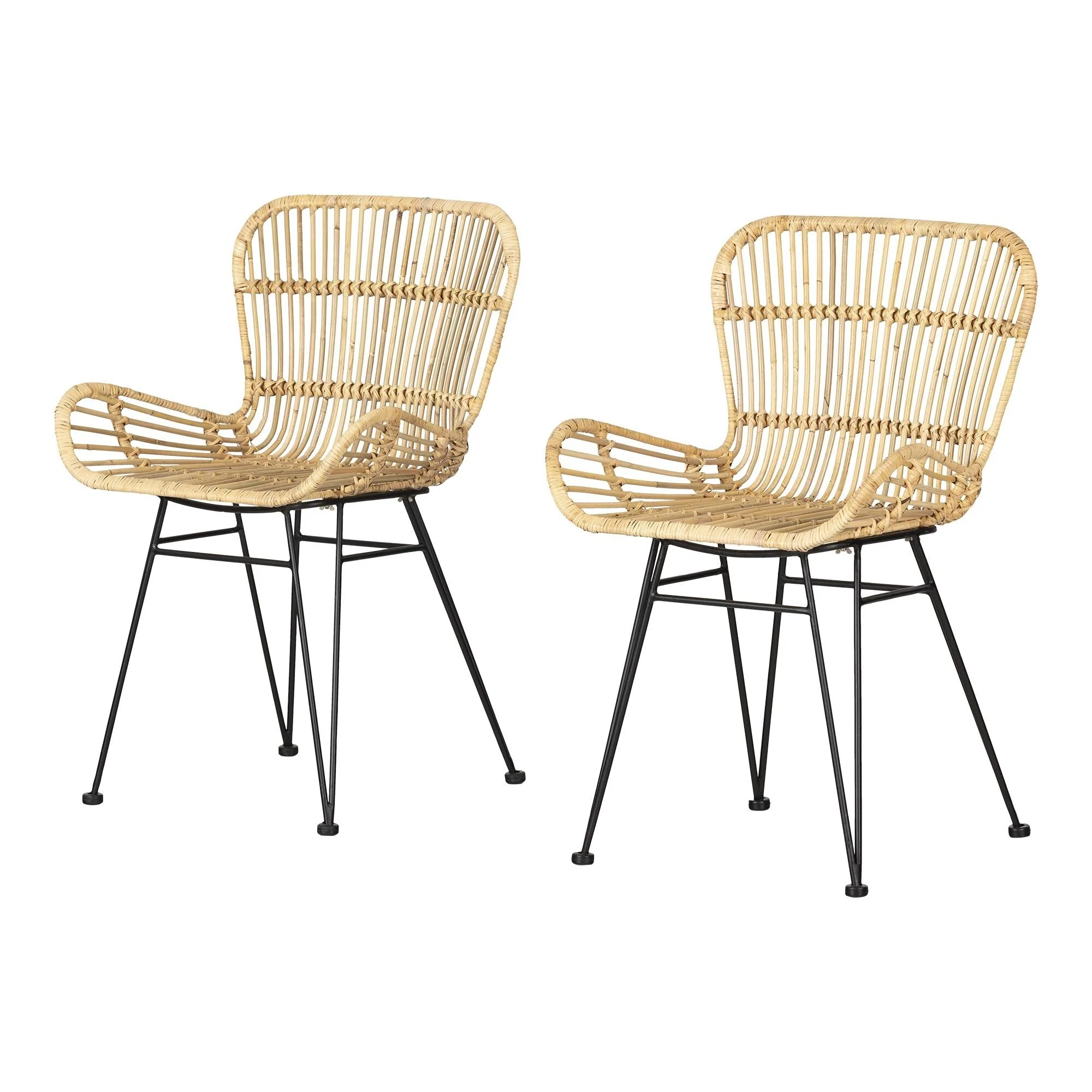 South Shore Balka Rattan Dining Chair with Armrests, Set of 2 - 1'8 x 1'8 x 2'9