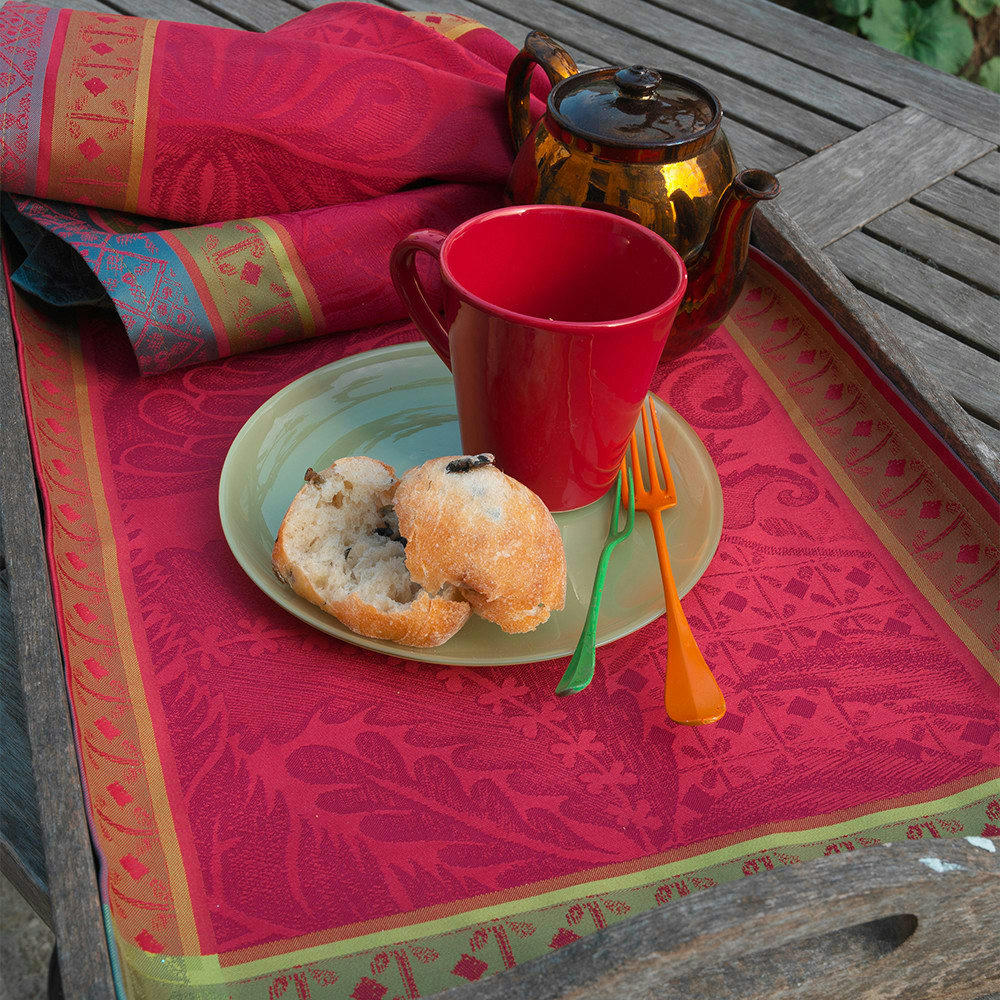 ISAPHIRE RUBIS - Set antitache déperlant pur coton rouge 54X39