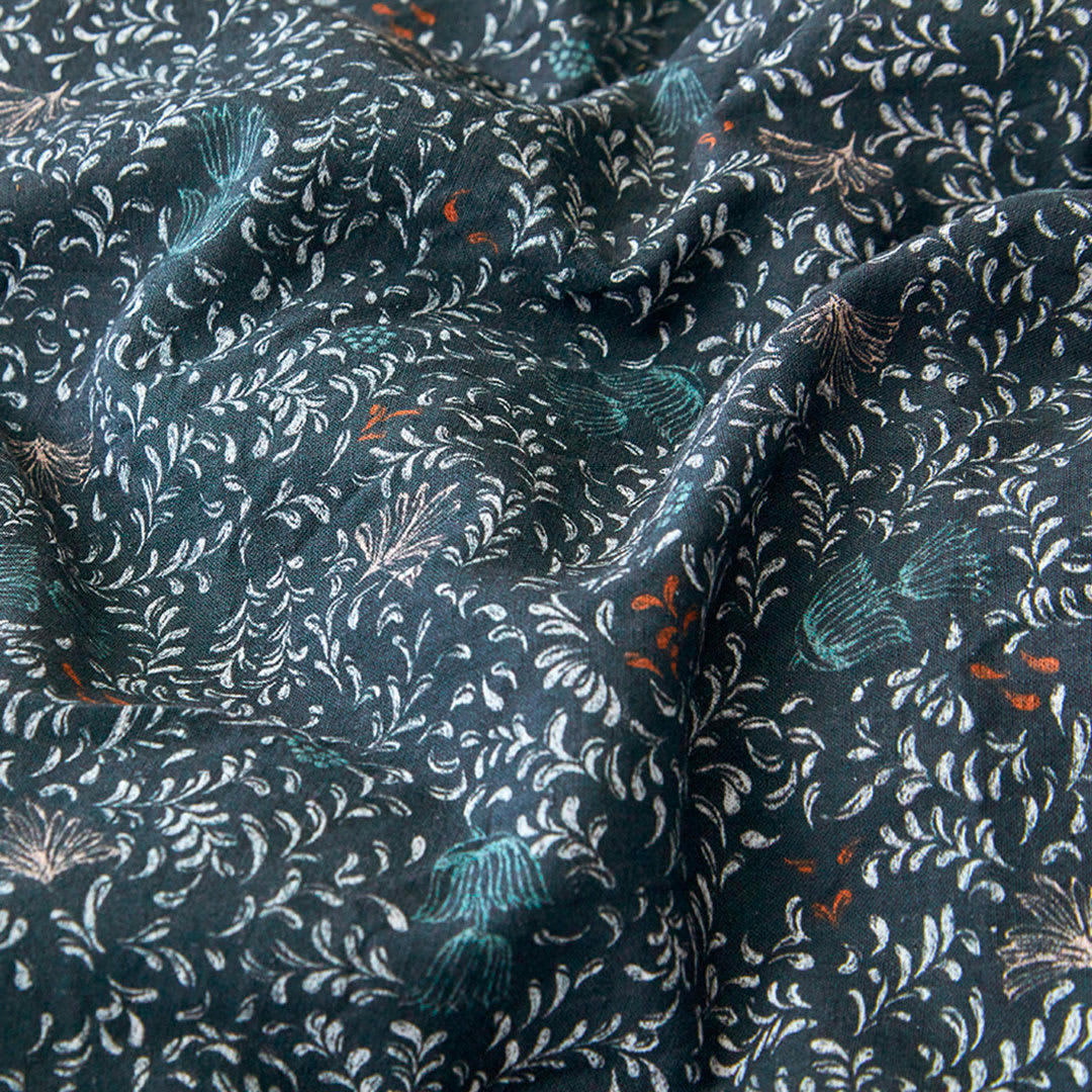 BIO INDIRA - Housse de couette li/coton organic encre 200x200 cm