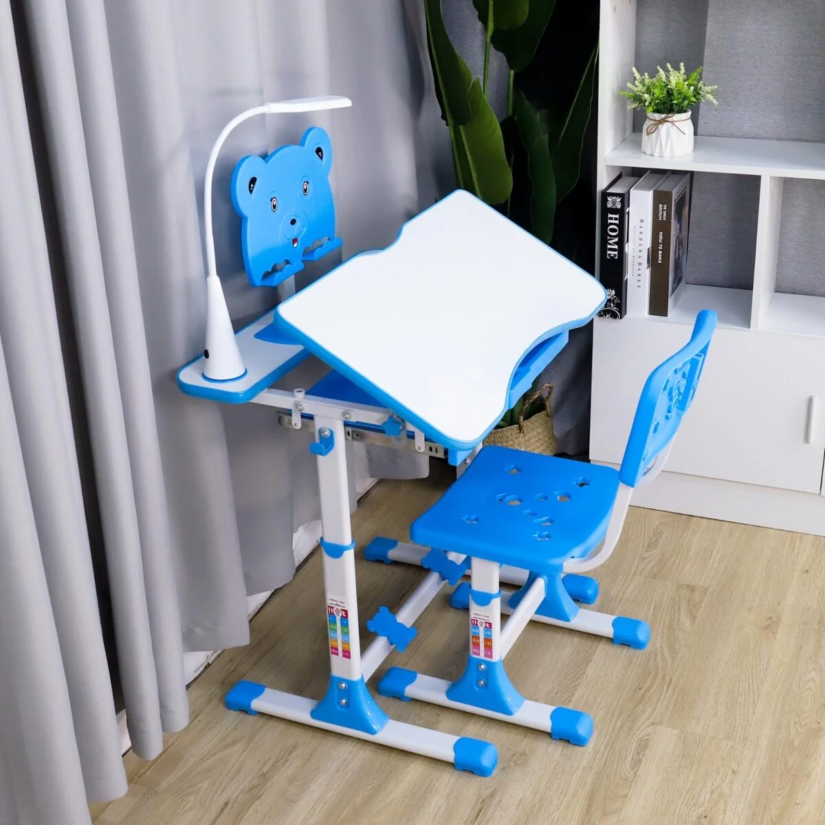 Kids Desk And Chair Set Height Adjustable Children Study Table LED Desk Lamp
