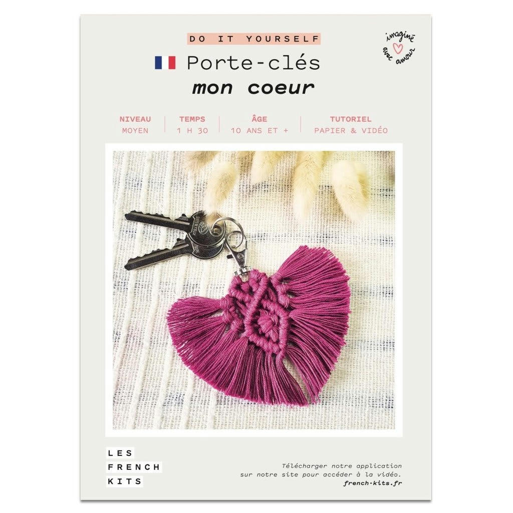 PETITES CRÉATIONS NATURE - Kit macramé porte clés - cœur