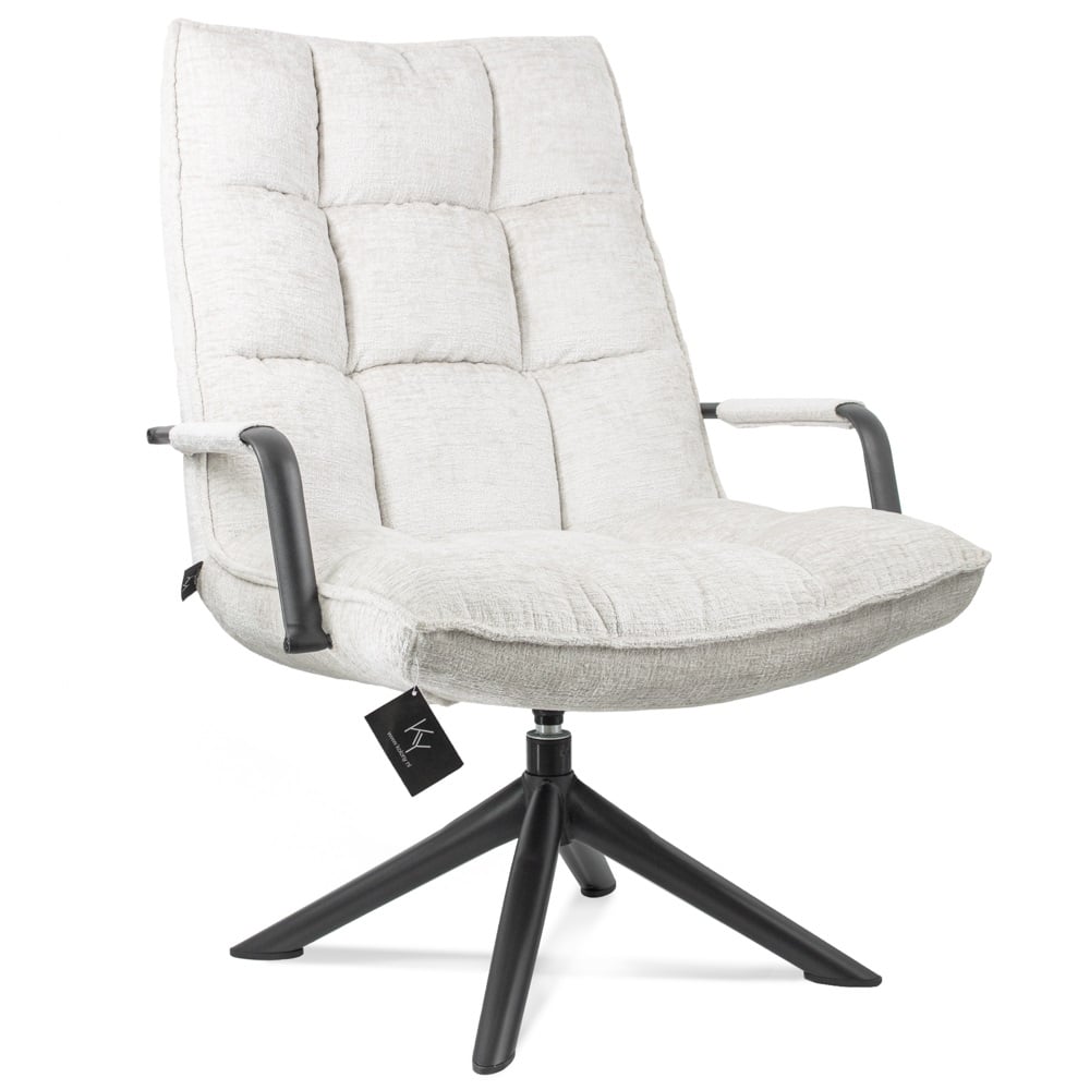 Draaifauteuil Met Armleuning - Fauteuil - Wit - 70 x 80 x 100 cm