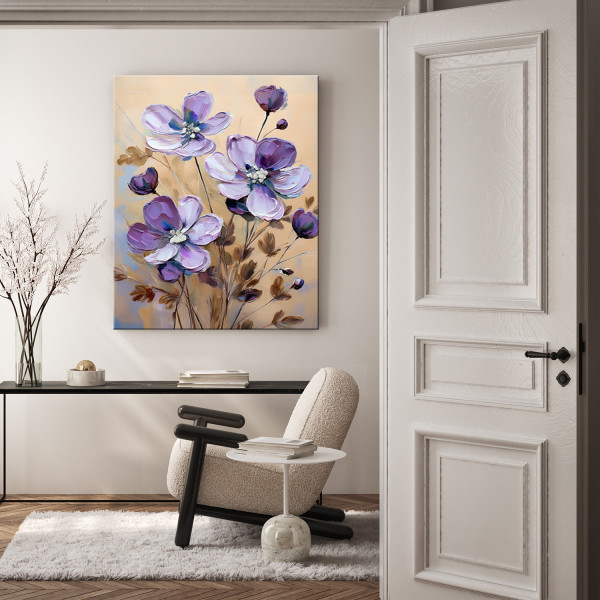 Feeby Obraz na płótnie, Fioletowe Kwiaty Botanika 40x60
