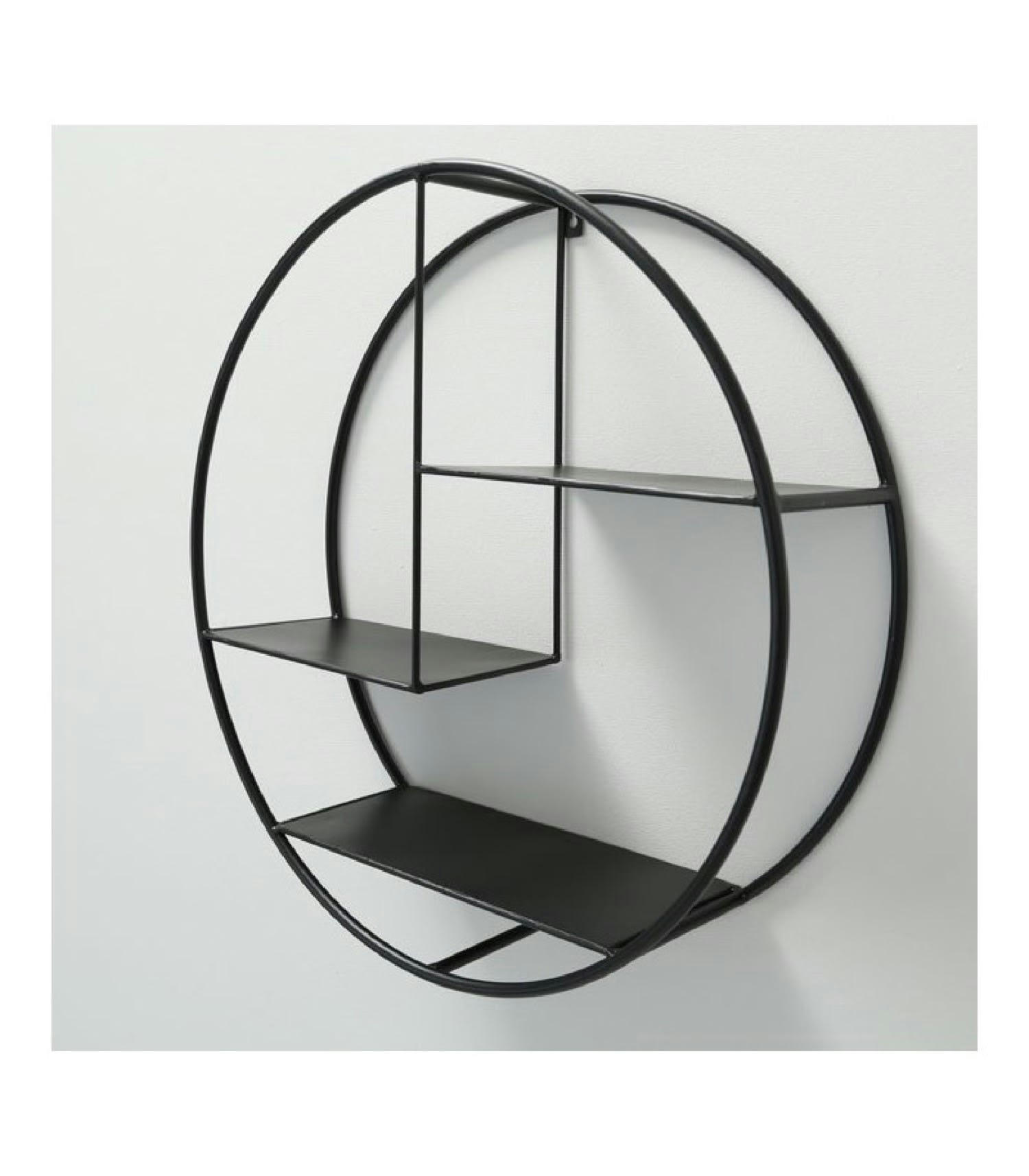 MÉTAL - Étagère murale ronde métal noir D55cm
