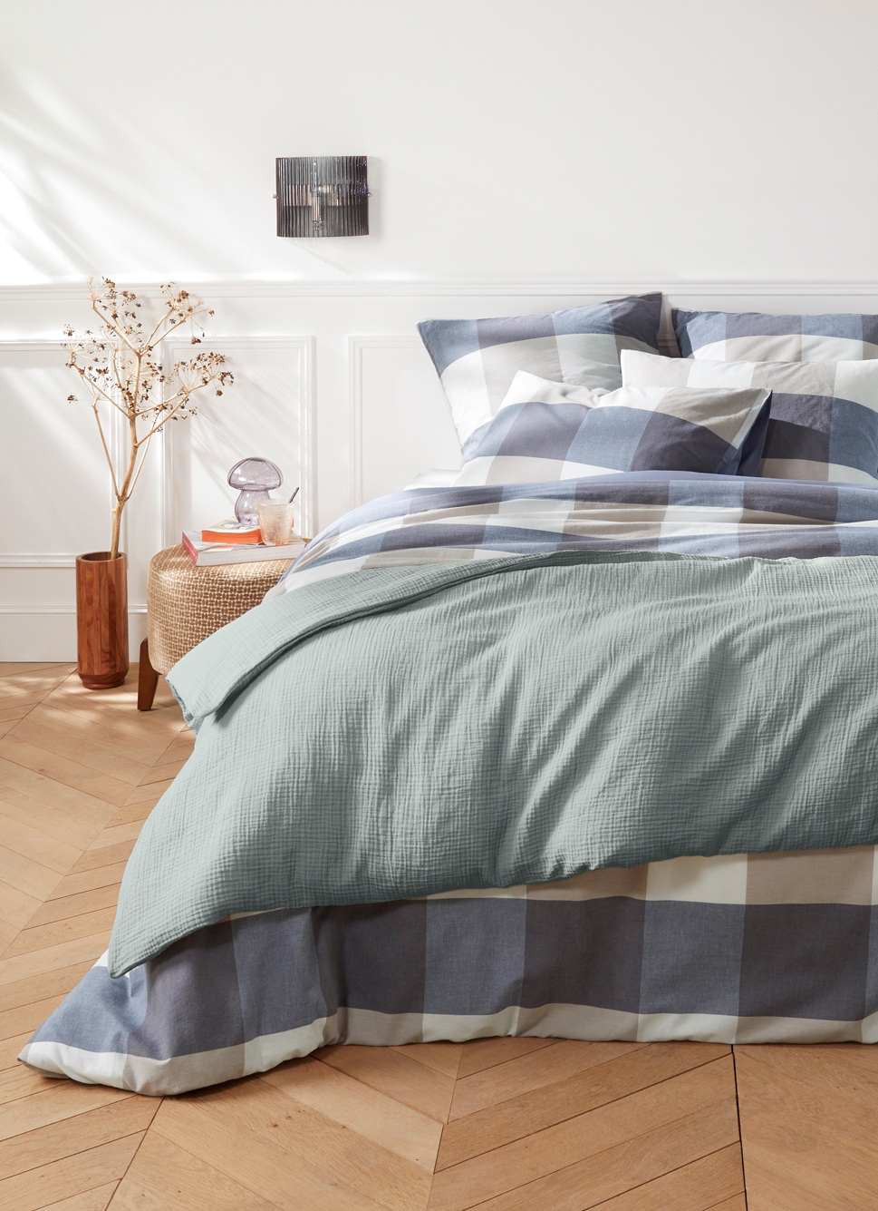 HOUSSE D'ÉDREDON EN DOUBLE GAZE DE COTON LAVÉE MOUSSE