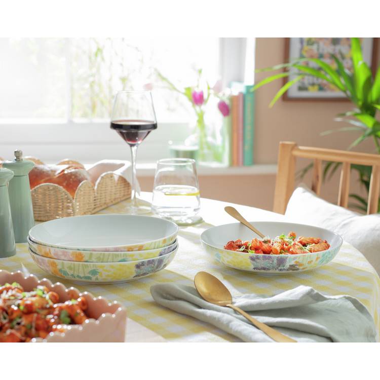 Habitat 4 Piece Porcelain Pasta Bowl - Multicoloured