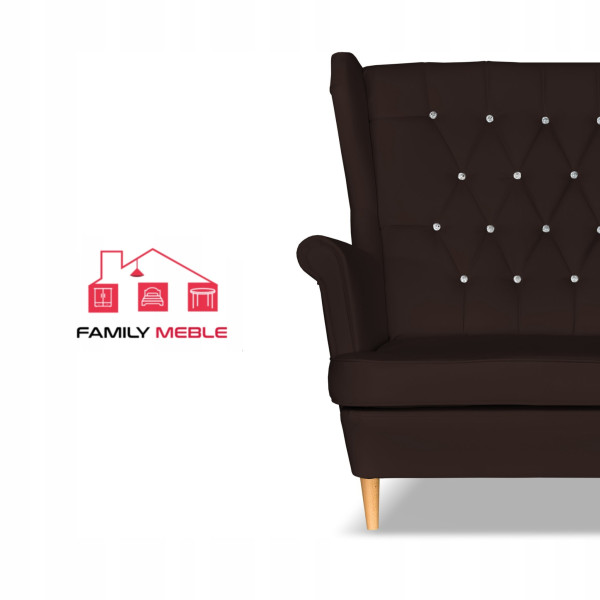 Sofa kanapa uszak Gaja ekoskóra skandynawska Family Meble ciemny brąz