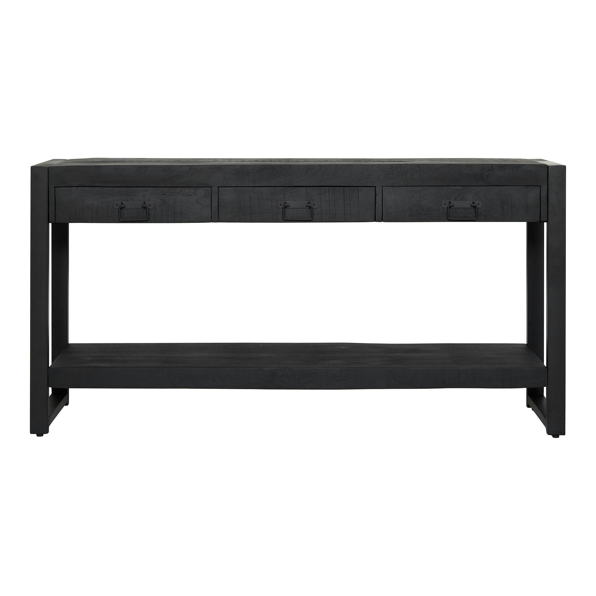 Console bois noir 3 tiroirs MILORA
