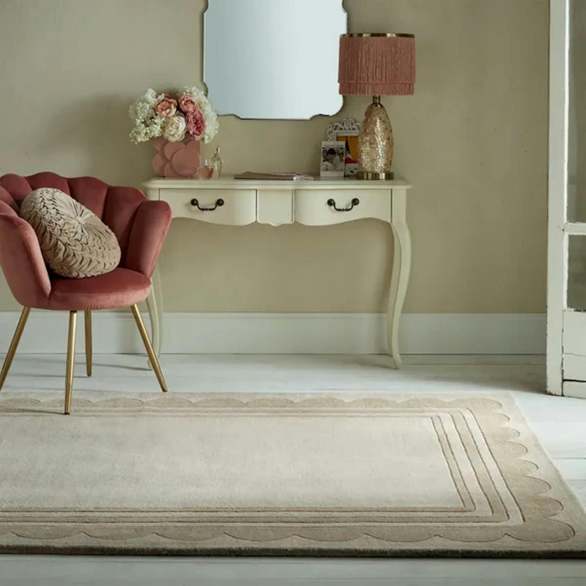 CASPO - Tapis de salon en laine beige 160x230 cm