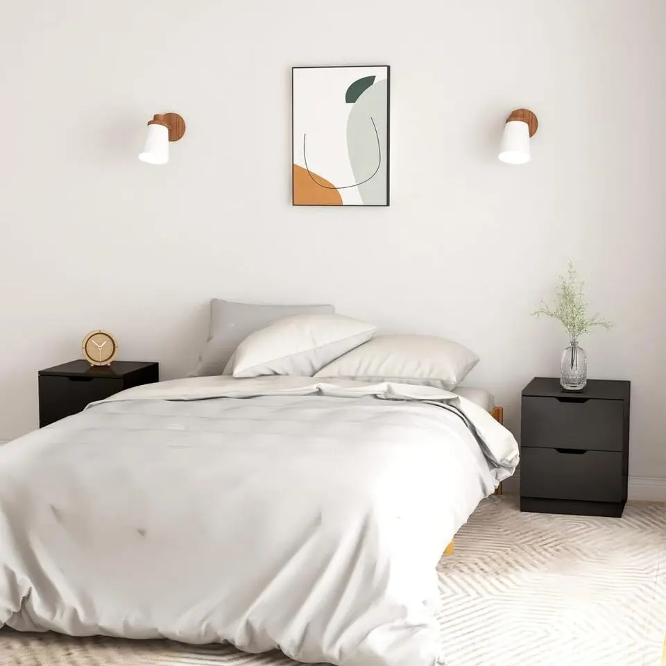 vidaXL - Nachtkastje - Zwart - Bewerkt hout - 2 stuks