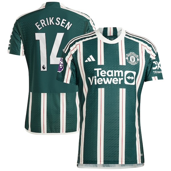 Christian Eriksen Manchester United adidas 2023/24 Away Authentic Player Jersey - Green/Red