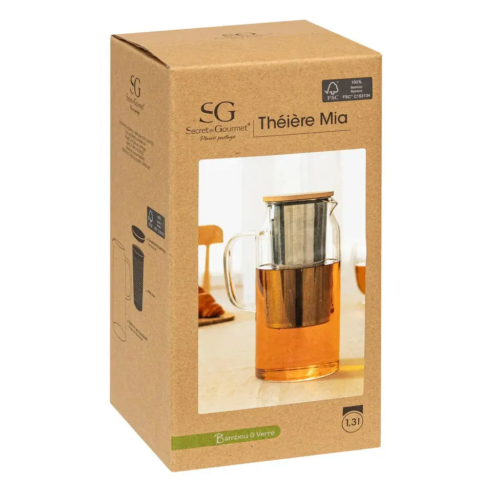 Secret de Gourmet Theepot - Glas/theezeef - transparant - 1300 ml