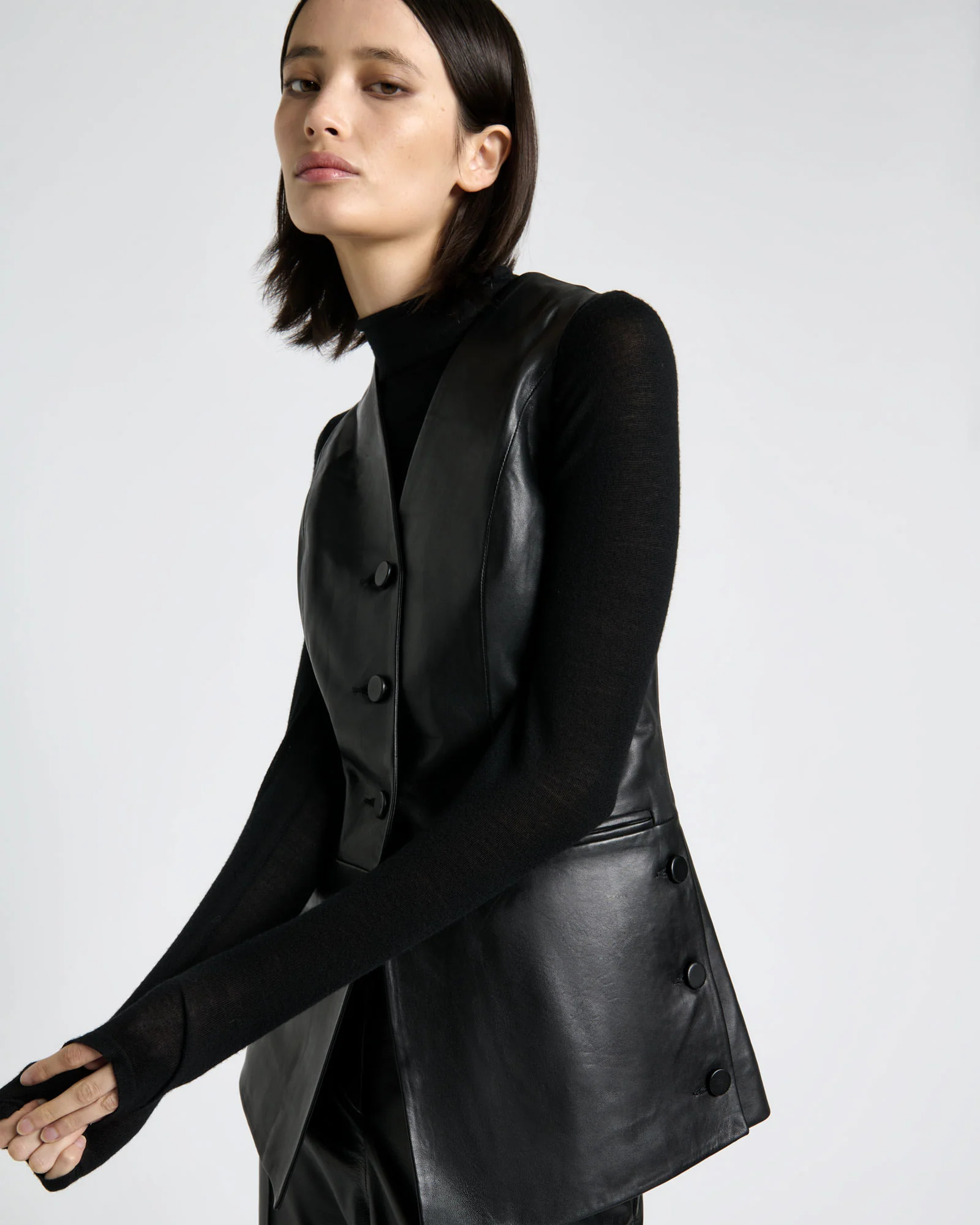Leather Longline Waistcoat