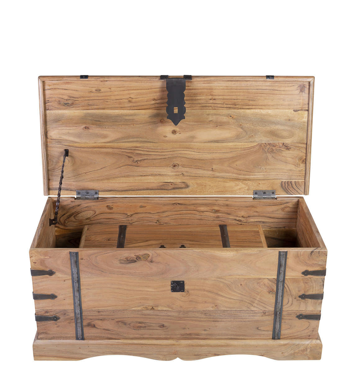 MONTANA - Lot de 2 coffres en bois marron L 90 cm