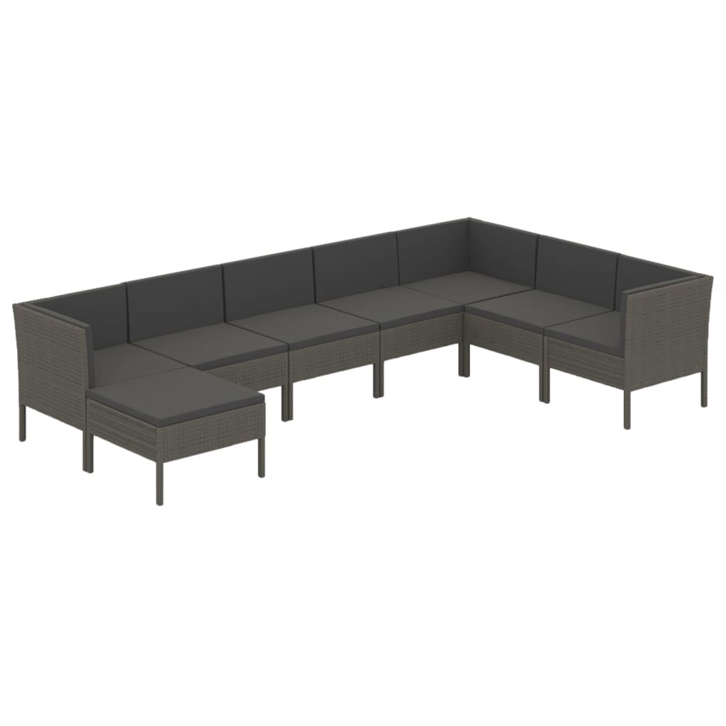 Zestaw wypoczynkowy do ogrodu Szary Technorattan 3x narożna   4x sofa