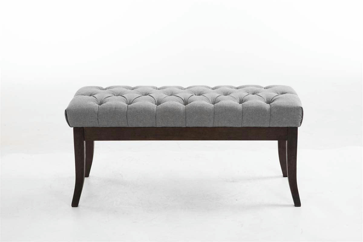 RAMSES - Banquette avec pieds en bois assise en tissu Gris