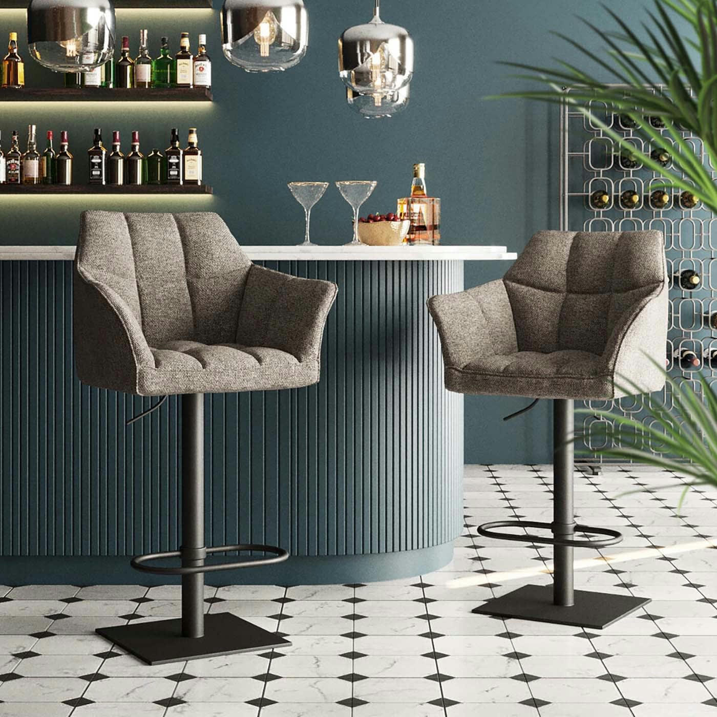 THINKTANK - Tabouret de bar réglable gris et acier